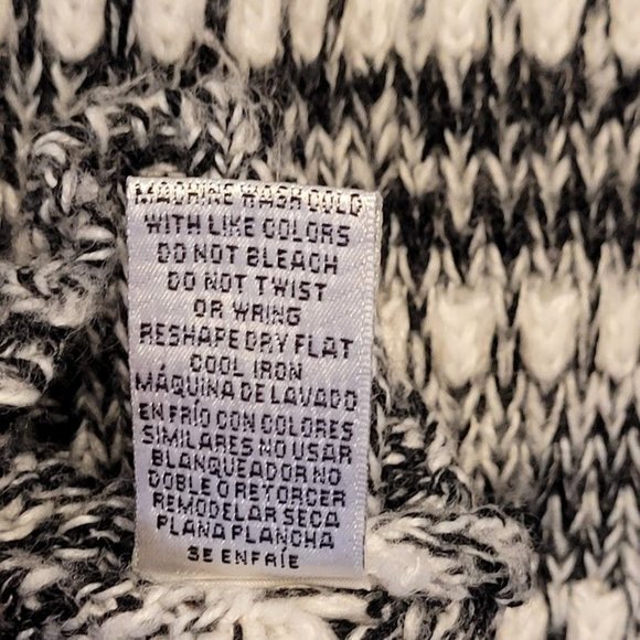 Effeci Creazioni Black White Blended Striped Cable Knit Pullover Sweater Size M - Picture 5 of 11